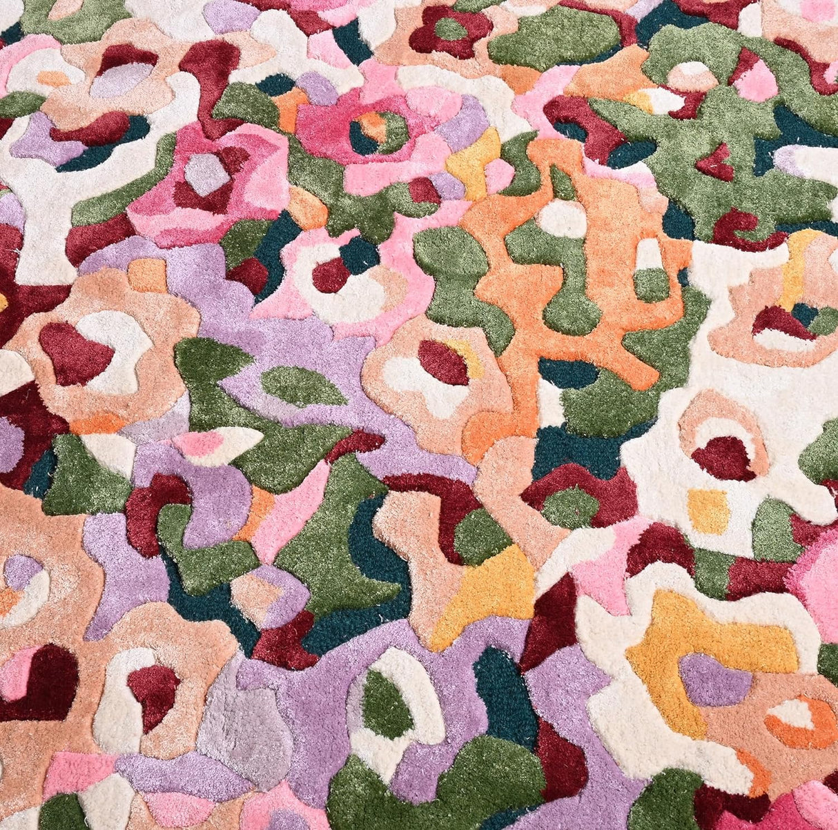 Handmade Colorful Floral Silk & Wool Area Rug