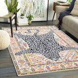 Handmade Leopard Wool Area Rug with Traditional Oushak Motif – Animal Print Cheetah Rugs