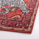 Handmade Leopard Wool Area Rug with Traditional Oushak Motif