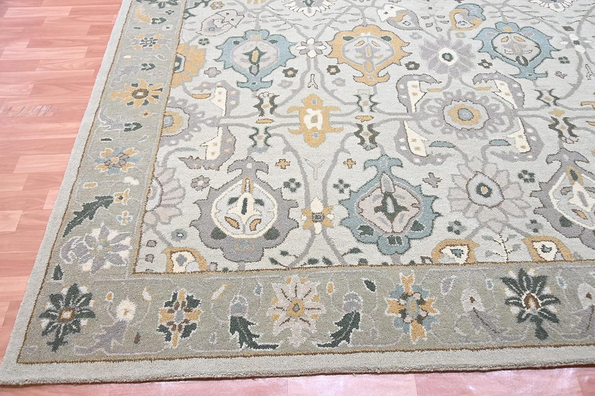 New Hand Made Floral, Kids, Modern, Herringbone Wool Area Rug