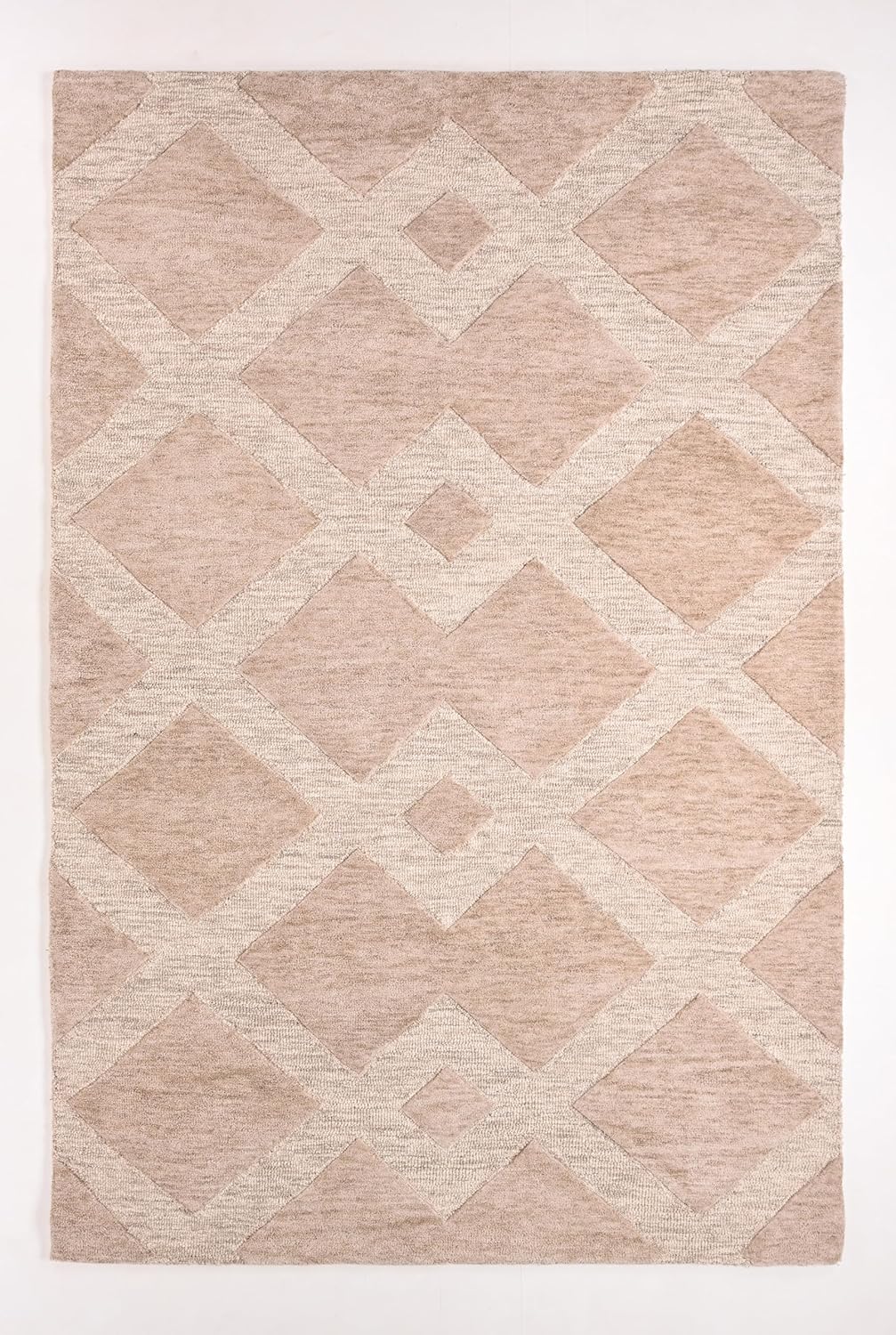 Abstract & Herringbone Collection Handmade Wool Area Rug - Durable for High Traffic Rug