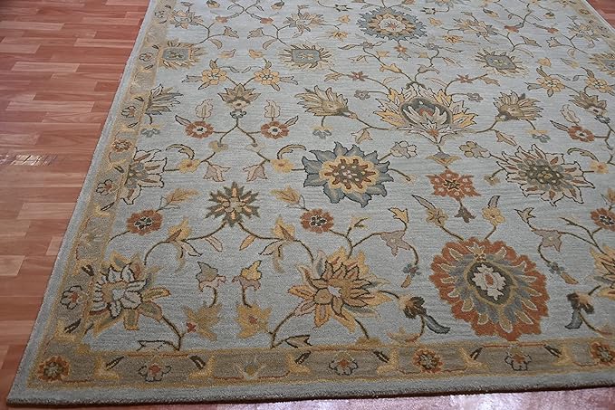 New Hand Made Floral, Kids, Modern, Herringbone Wool Area Rug