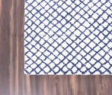 Modern Geometric Chic White and Blue, Diamond Pattern Wool Area Rug