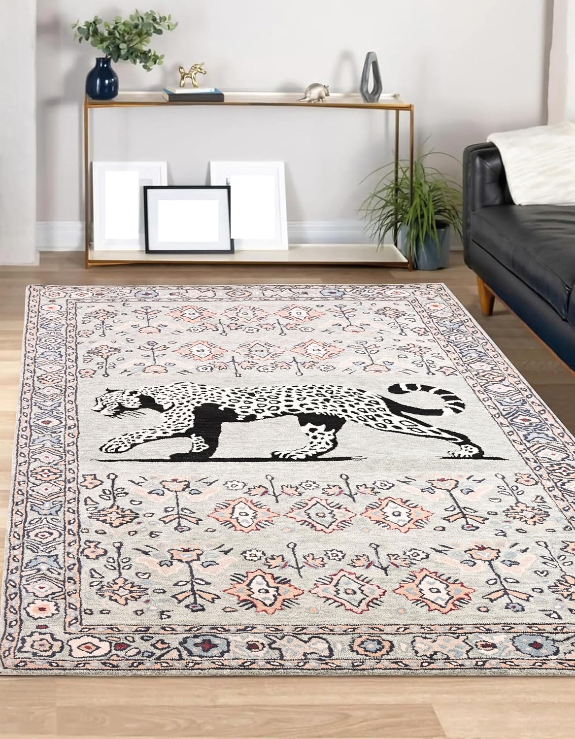 Handmade Cheetah Wool Area Rug