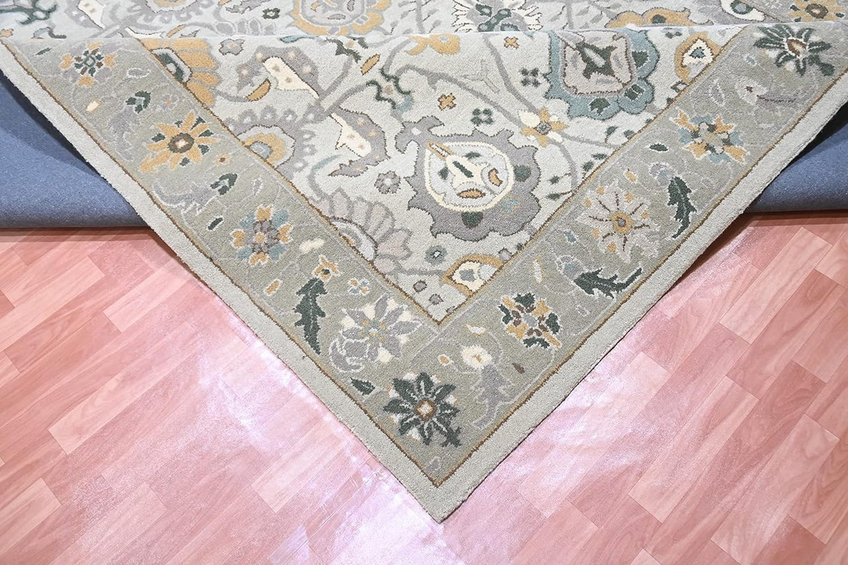 New Hand Made Floral, Kids, Modern, Herringbone Wool Area Rug