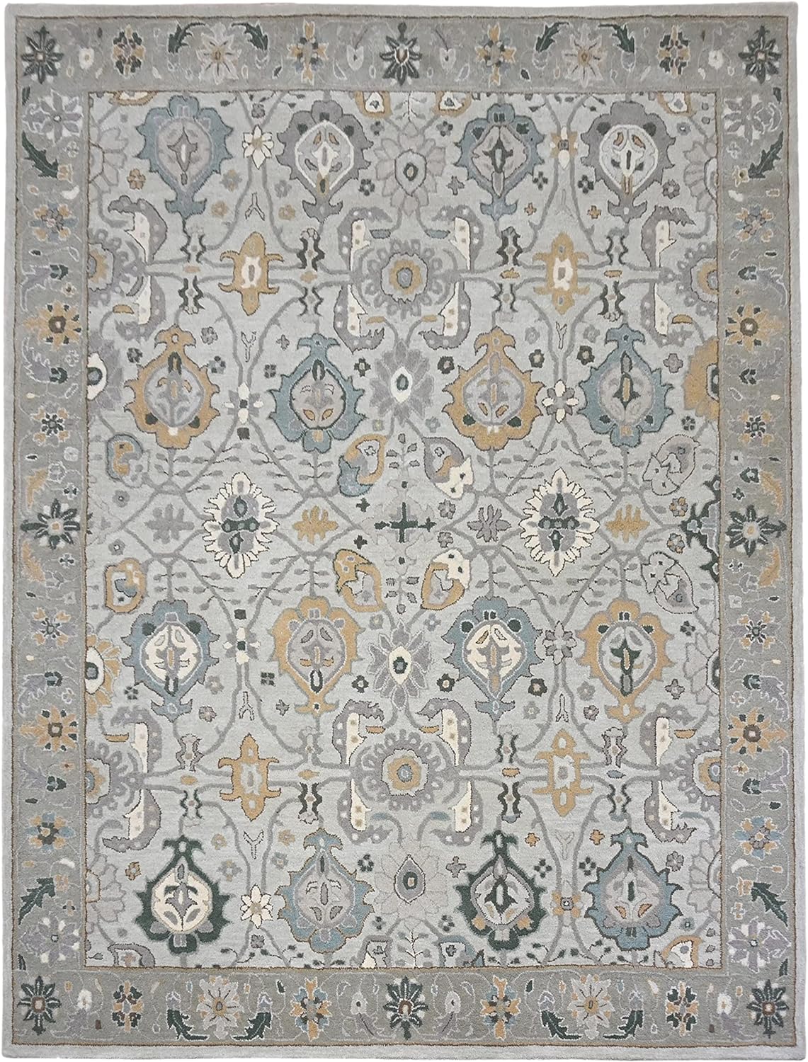 New Hand Made Floral, Kids, Modern, Herringbone Wool Area Rug