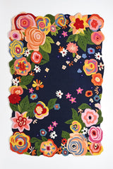 Handmade Colorful Roses Floral Wool Area Rug