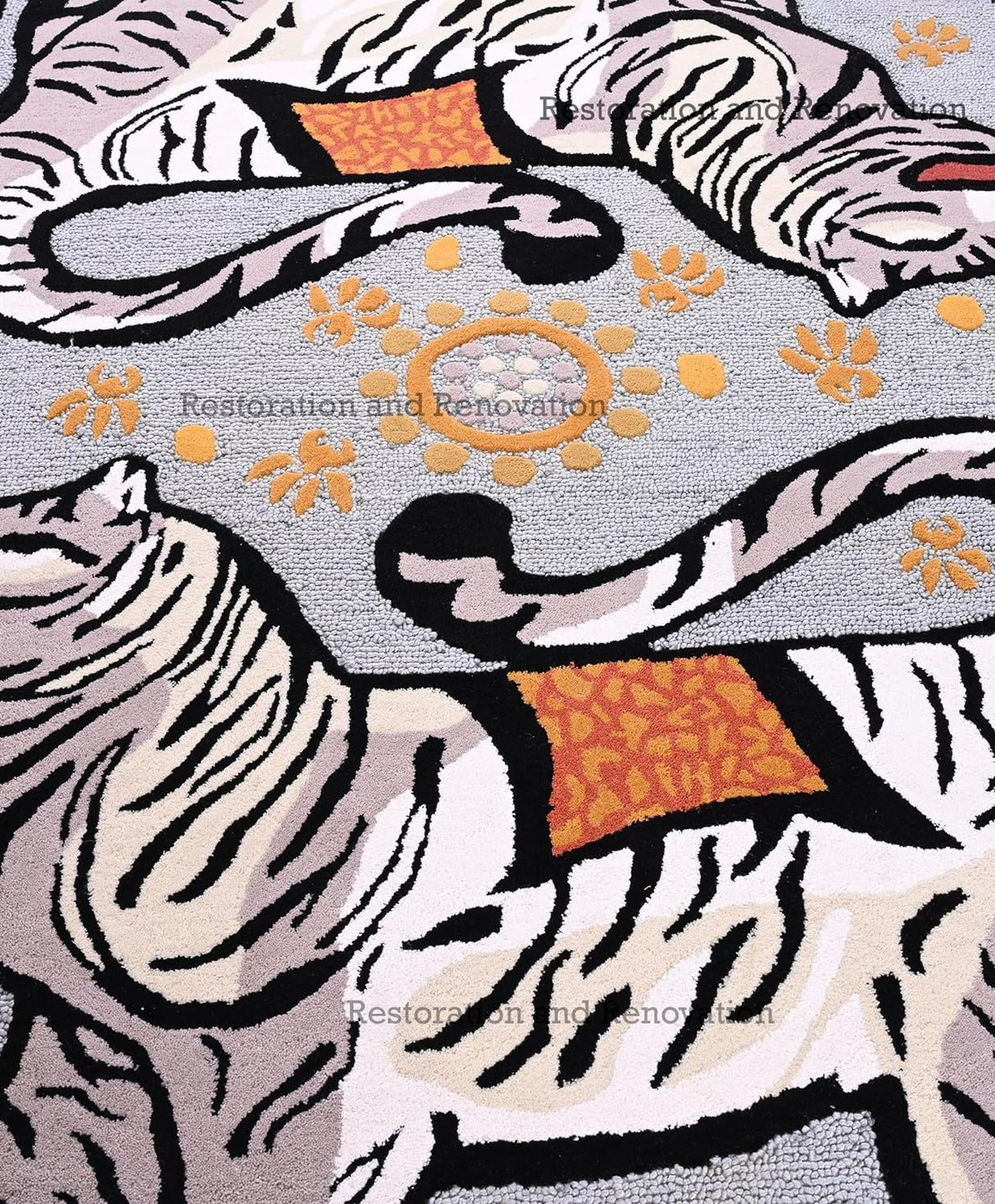 Hand tufted Tiger Motif Wool Area Rug