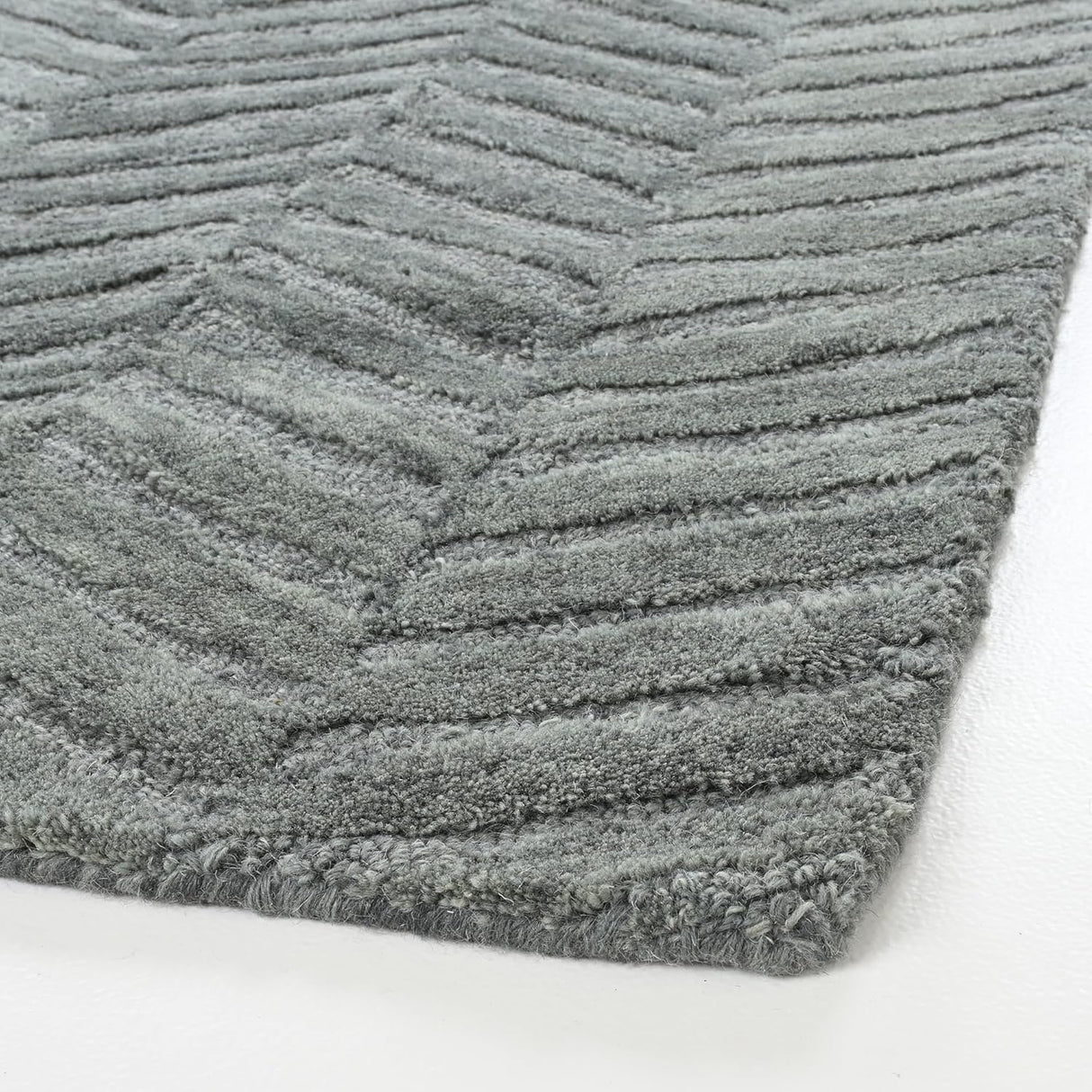 Modern Herringbone Chevron Collection Area Rug - Handmade Wool Carpet