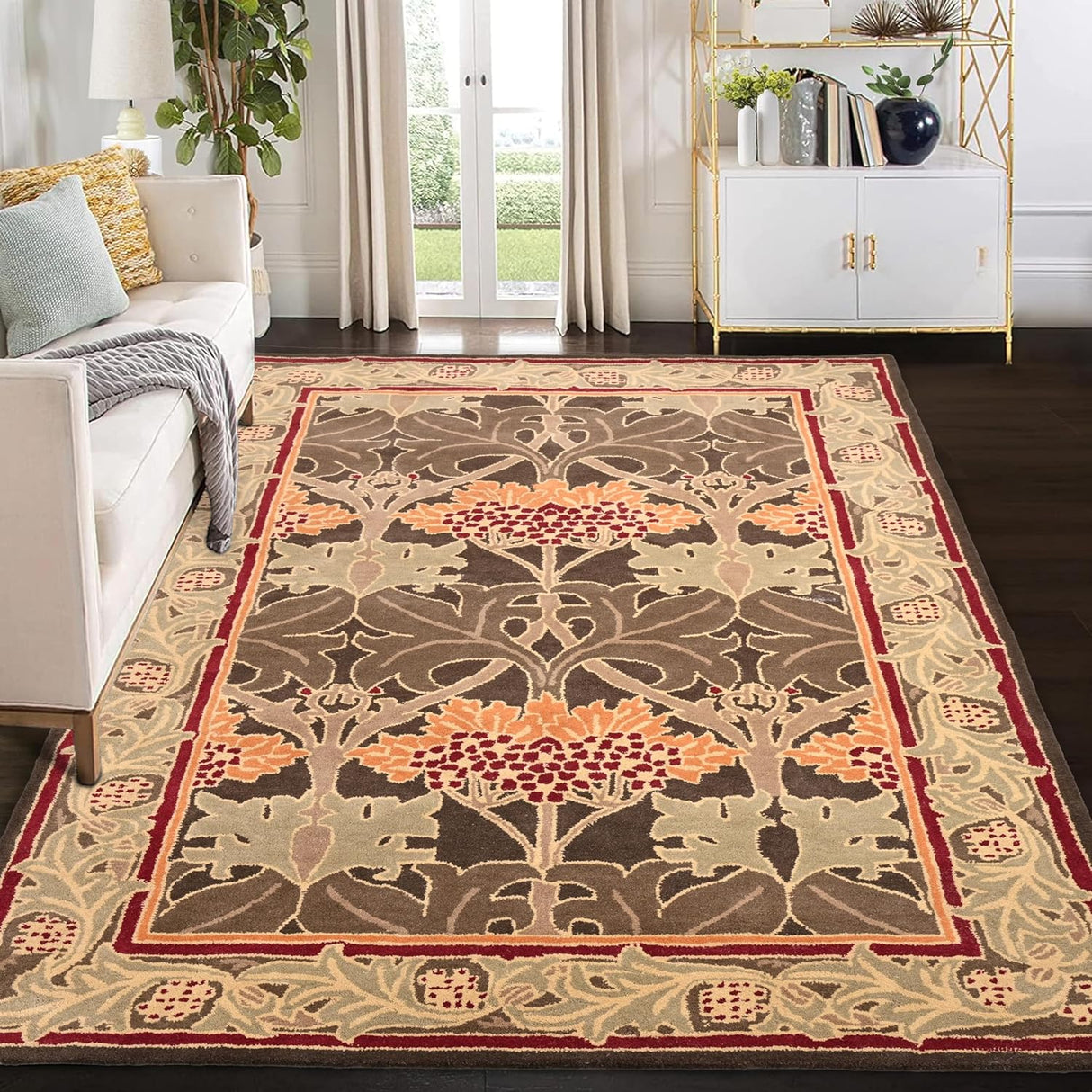 Handmade W Morris Traditional Oriental 100% Wool Area Rug