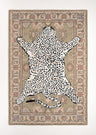 Handmade Leopard Wool Area Rug with Traditional Oushak Motif