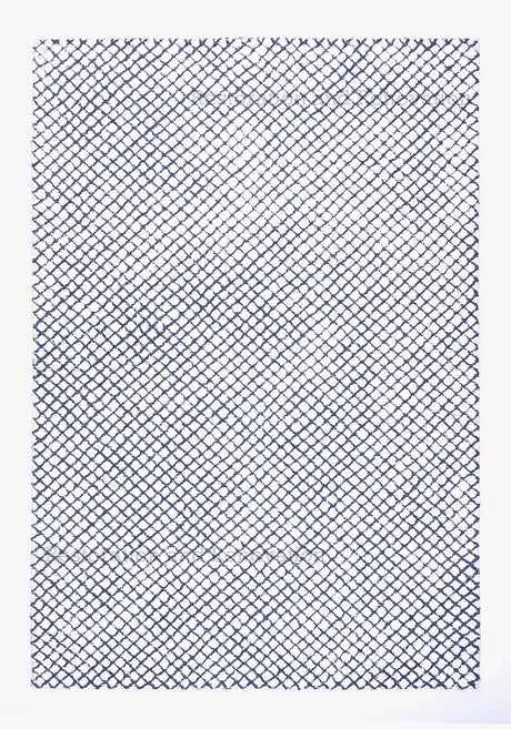 Modern Geometric Chic White and Blue, Diamond Pattern Wool Area Rug