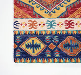 Traditional Handcrafted Ethnic Pattern Bold and Bright Wool Area Rug