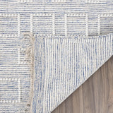 Handwoven Durry Wool Area Rug with Geometric Pattern and Fringe - Modern Bohemian Style Carpet