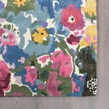 Premium Handmade Floral Viscose Area Rug - Vibrant Colorful Flower Pattern, Soft & Thick Carpet