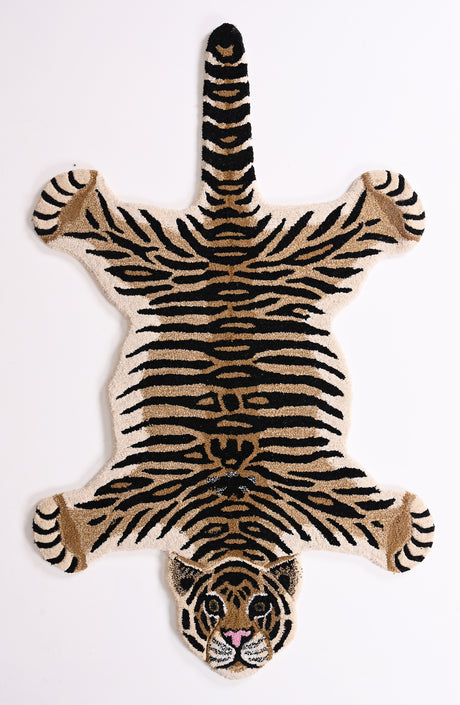 Premium Hand-Tufted Tiger Wool Area Rug - Soft, Plush & Durable Animal Print Carpet