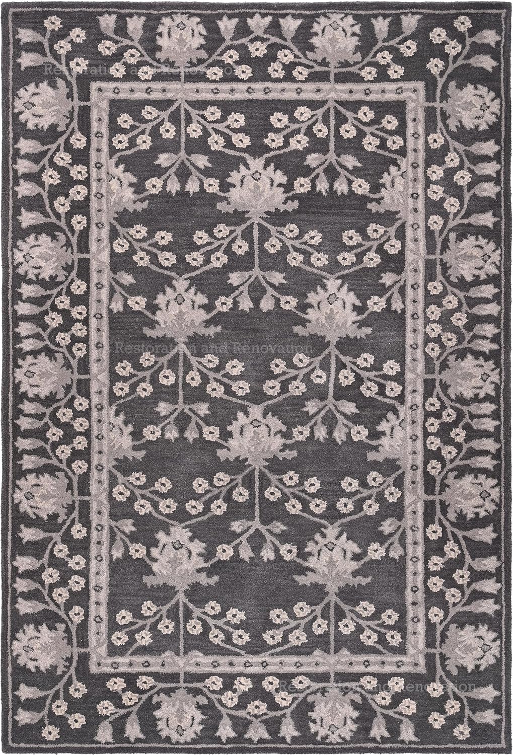 New Hand Made Kennedy Charcoal 100% Imported Wool Area Rug