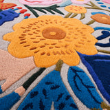 Handmade Wool Floral Area Rug for Living Room | Elegant Flower Garden Design