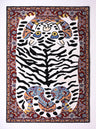 Artistic Handcrafted White Tiger Wool Area Rug