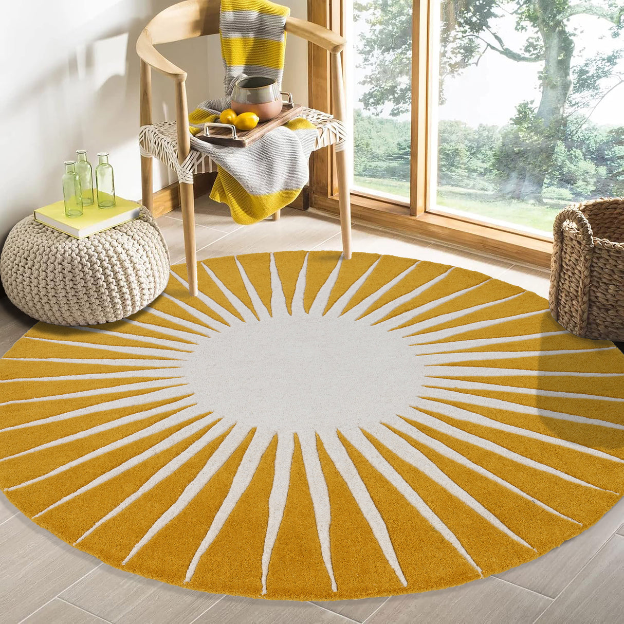 Modern Round Area Rug – Hand-Tufted with 100% New Zealand Wool