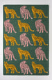 Hand-Tufted Catwalk-Inspired Jungle Safari Cat Wool Area Rug - Animal Print, Plush & Thick Green Carpet