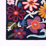 Hand tufted Navy Blue Floral Wool Area Rug