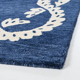 Hand-Tufted Wool Area Rug - Intricate White Vine Border, 100% Wool, Plush, Thick & Soft Carpet