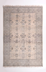 Hand-Knotted Geometric Oushak Wool Area Rug